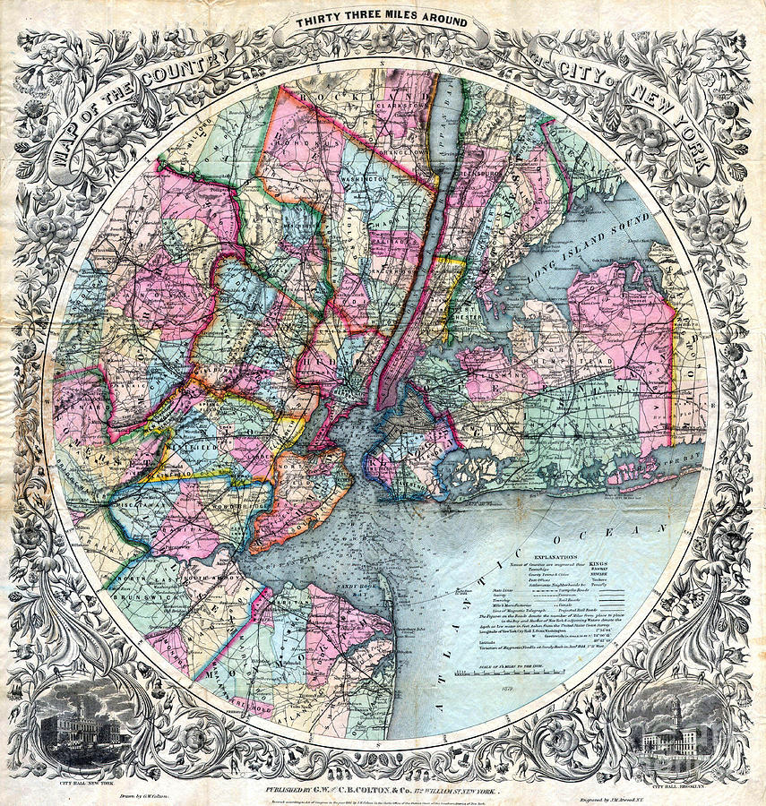 1879 New York City Map Photograph by Jon Neidert