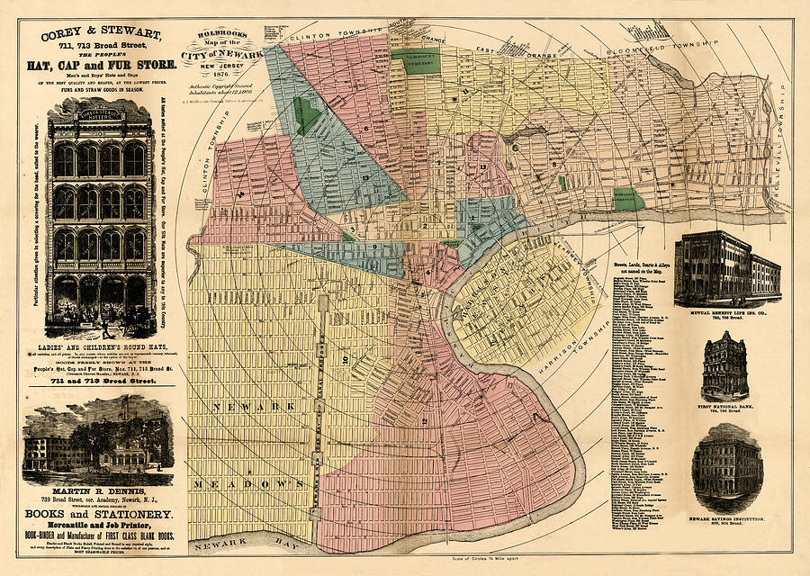 Map Of Newark 1876 Photograph by Andrew Fare - Fine Art America