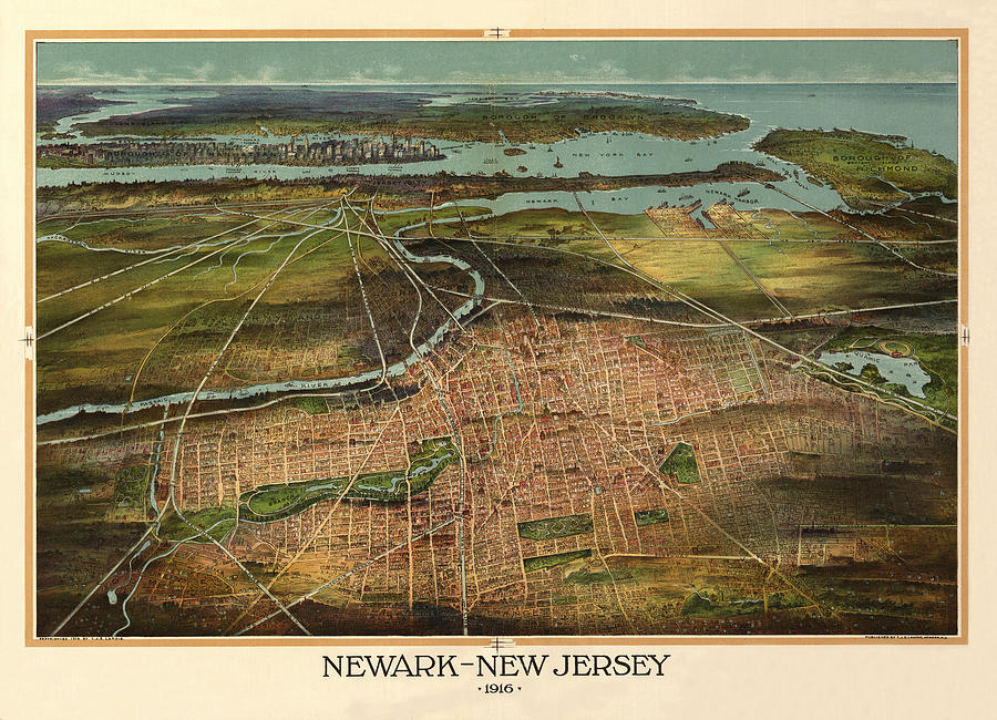 Map Of Newark 1916 Photograph by Andrew Fare