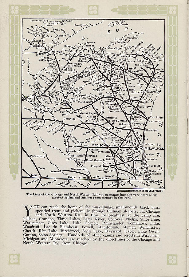 1915 Map of North Western Line Photograph by Chicago and North Western Historical Society