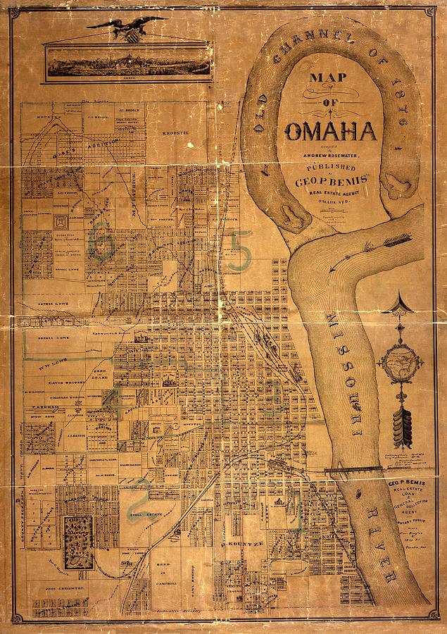 Omaha Photograph - Map Of Omaha 1878 by Andrew Fare