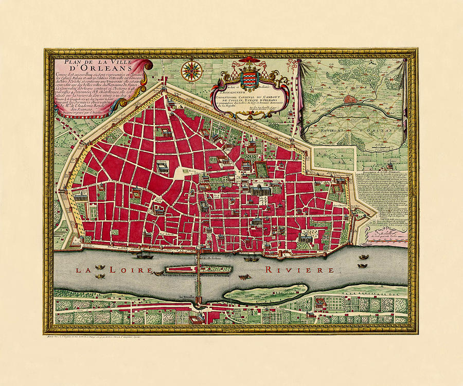 Map Of Orleans 1680 Photograph by Andrew Fare