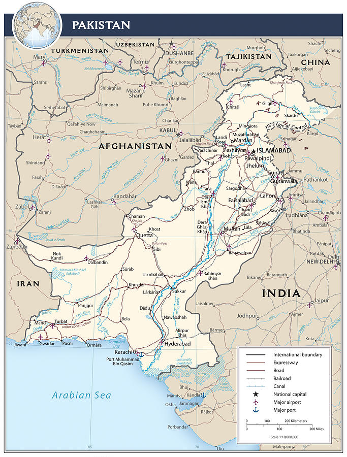Map of Pakistan Mixed Media by Roy Pedersen