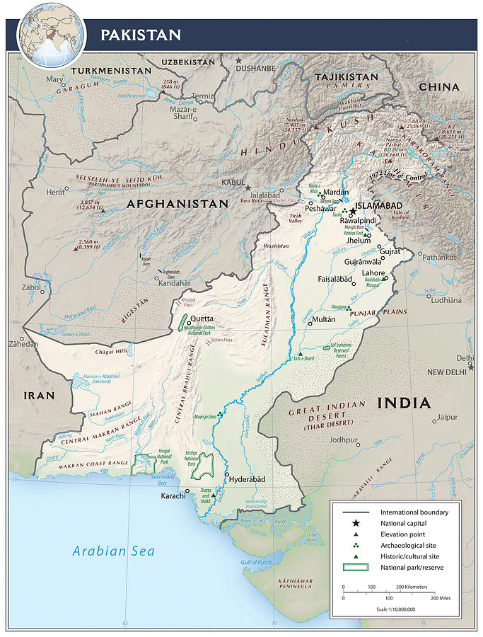 Map of Pakistan2  Mixed Media by Roy Pedersen