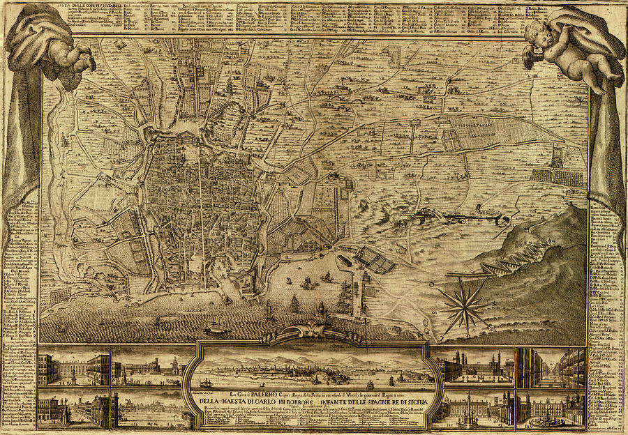 Map Of Palermo 1750 Photograph by Andrew Fare