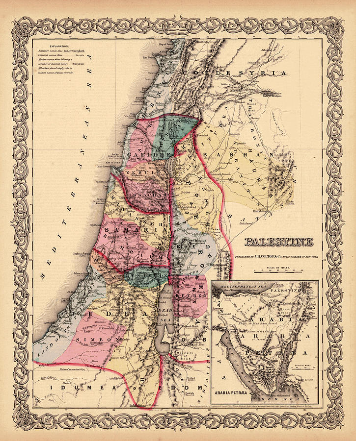 Map Of Palestine 1856 Photograph by Andrew Fare - Fine Art America