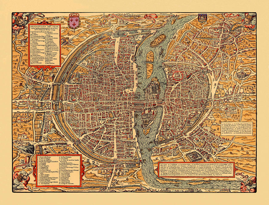 Map Of Paris 1575 Photograph by Andrew Fare