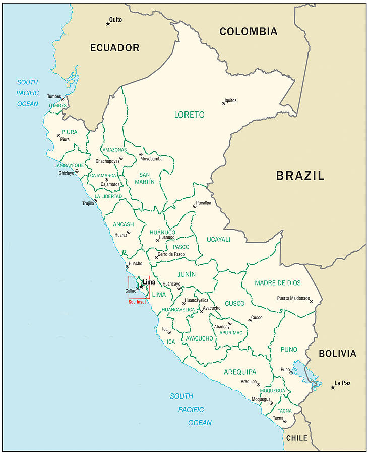 Map of Peru Mixed Media by Roy Pedersen