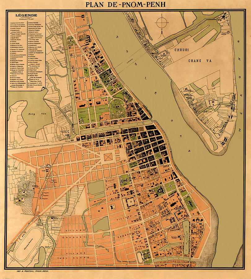 Map Of Phnom Penh 1920 Photograph by Andrew Fare