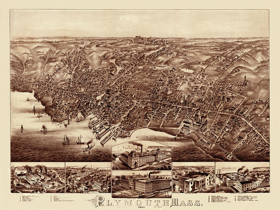 Map Of Plymouth 1882 Photograph by Andrew Fare | Pixels