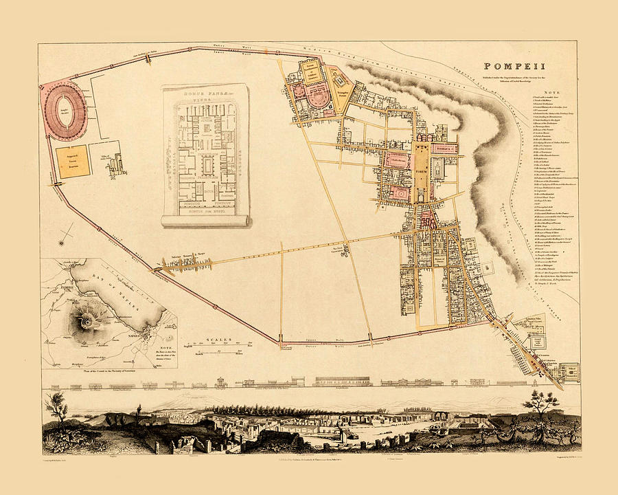 Map Of Pompeii 1832 Photograph by Andrew Fare