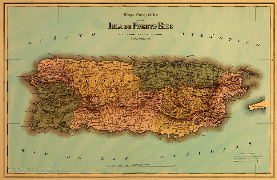 Map Of Puerto Rico 1886 Photograph by Andrew Fare