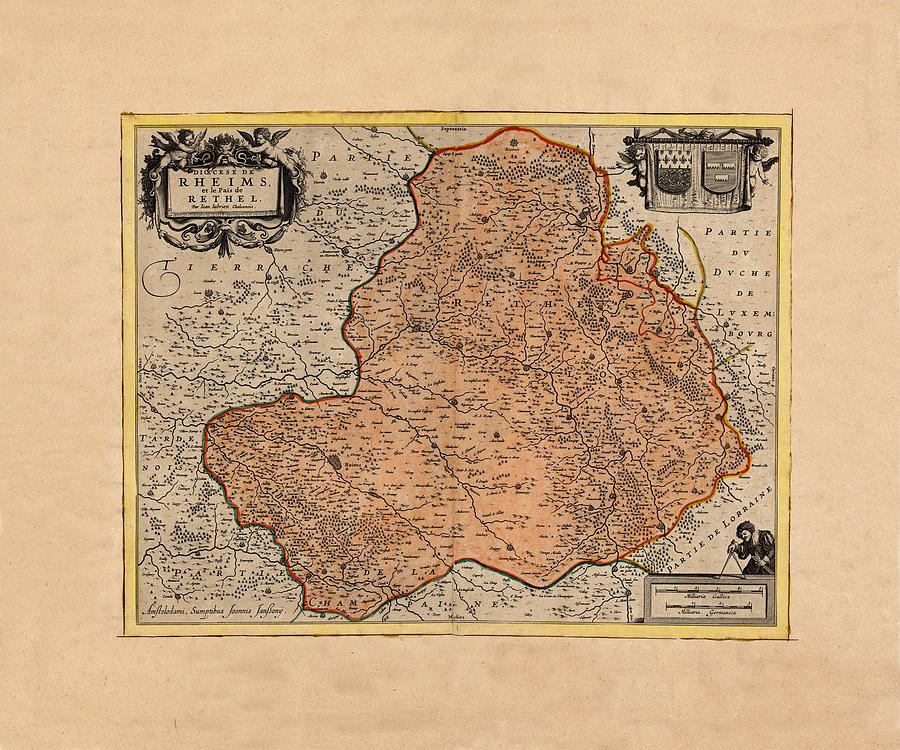 Map Of Rheims 1636 Photograph by Andrew Fare