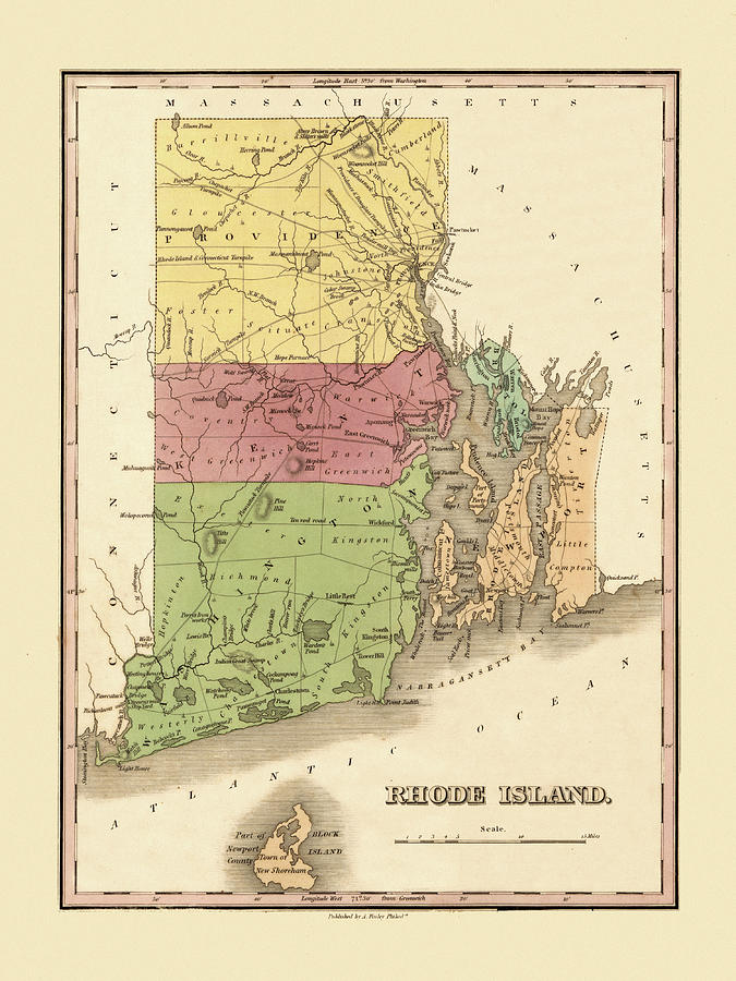 Map Of Rhode Island 1829 Photograph by Andrew Fare