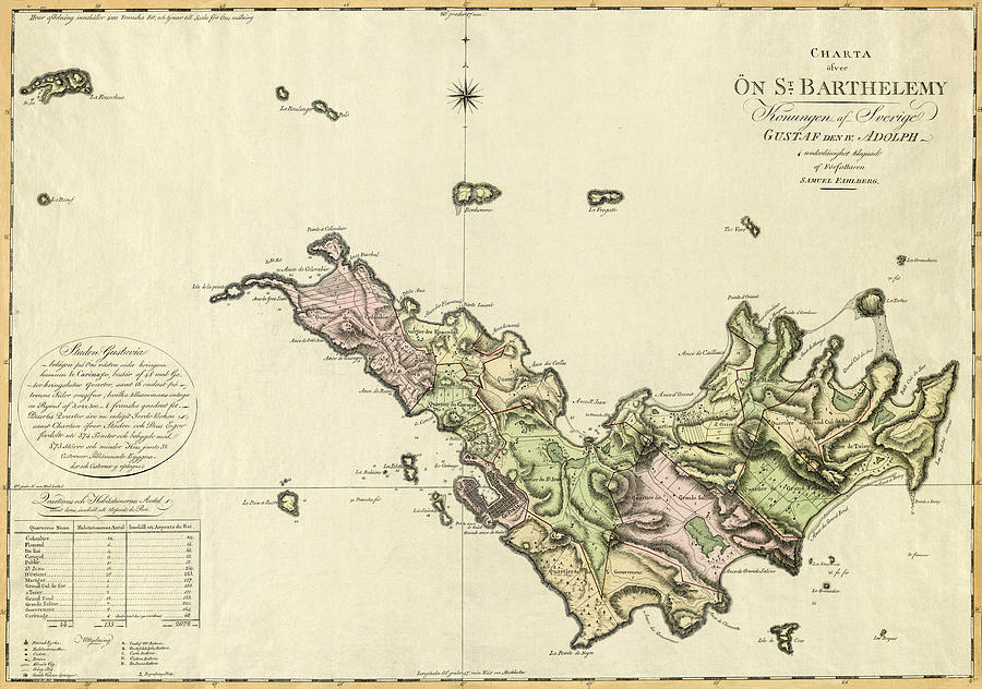 Map Of Saint Barts 1801 Photograph by Andrew Fare