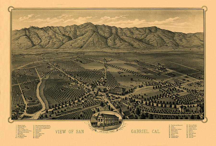 Map Of San Gabriel 1893 Photograph by Andrew Fare - Pixels