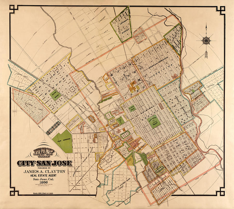 Map Of San Jose 1886 Photograph by Andrew Fare
