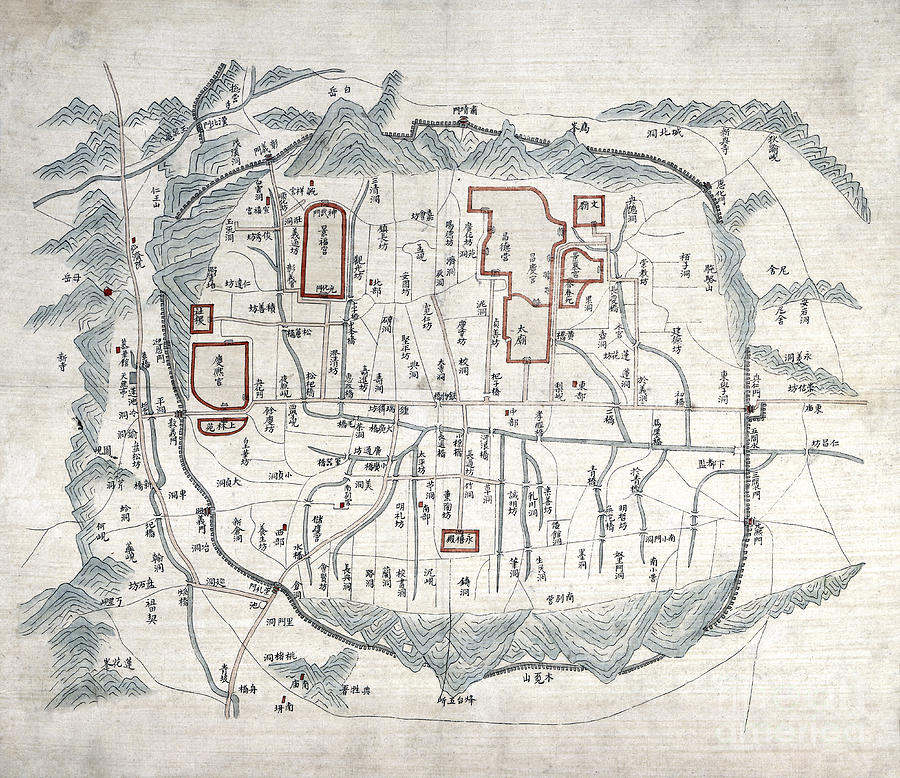 Map of Seoul - 1800 Painting by Pablo Romero