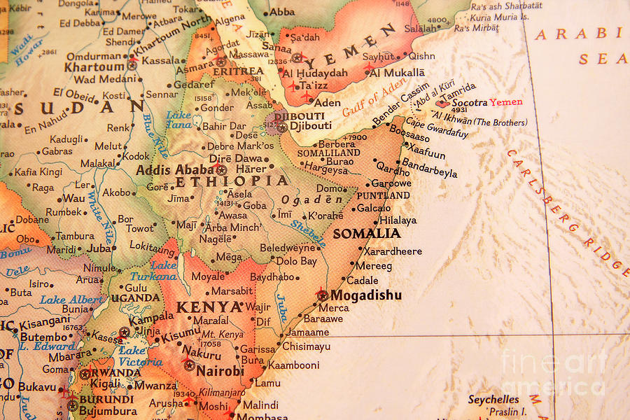 Map of Somalia and Ethiopia Photograph by Jill Lang