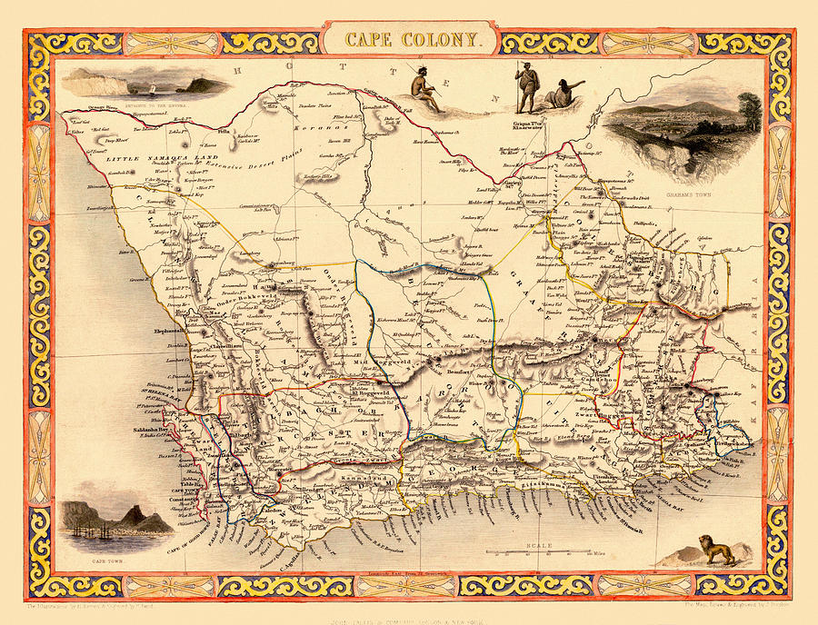 Map Of South Africa 1850 Photograph by Andrew Fare