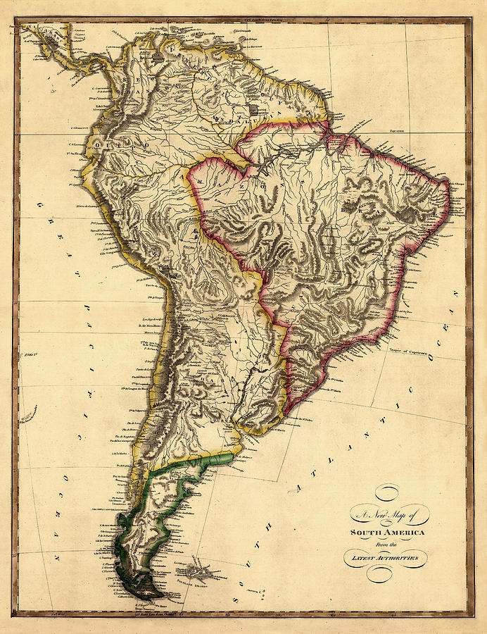 Map Of South America 1810 Photograph by Andrew Fare