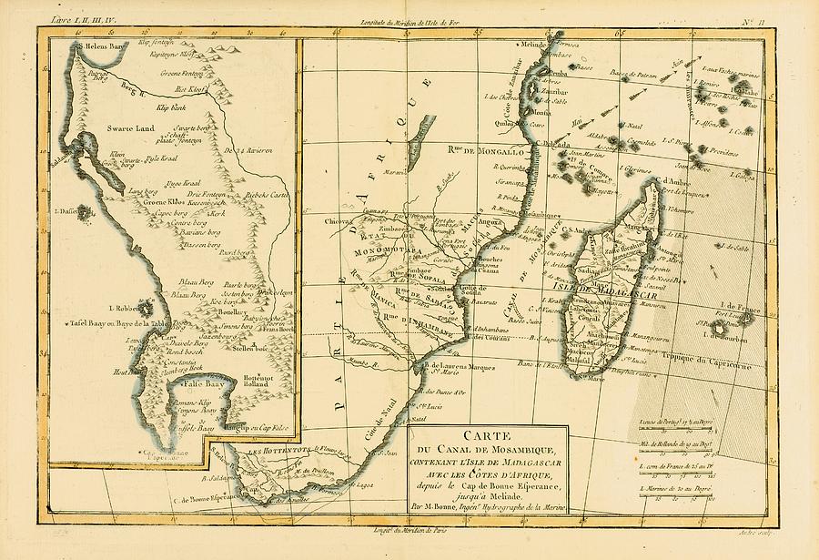 Southern Drawing - Map Of Southern Africa And Madagascar by Vintage Design Pics