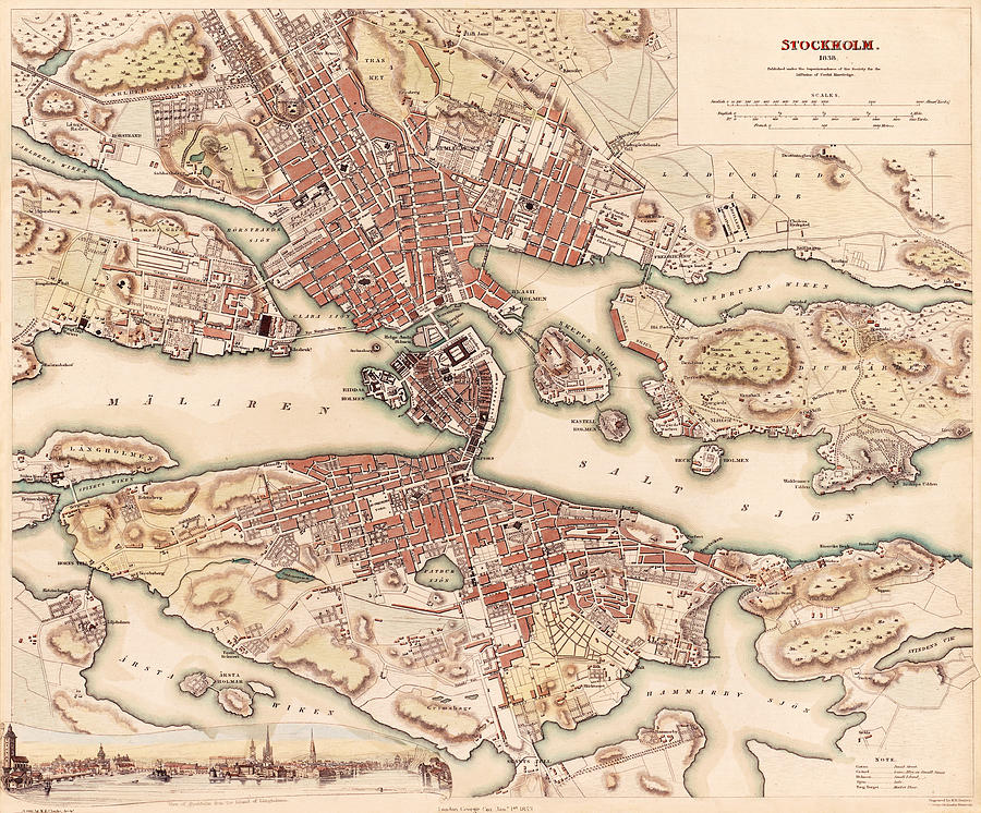 Map Of Stockholm 1853 Photograph by Andrew Fare