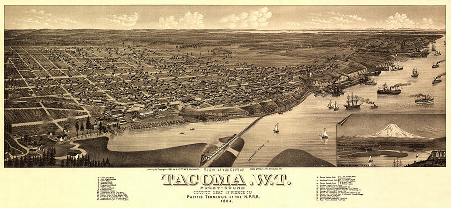 Map Of Tacoma 1884 Photograph by Andrew Fare