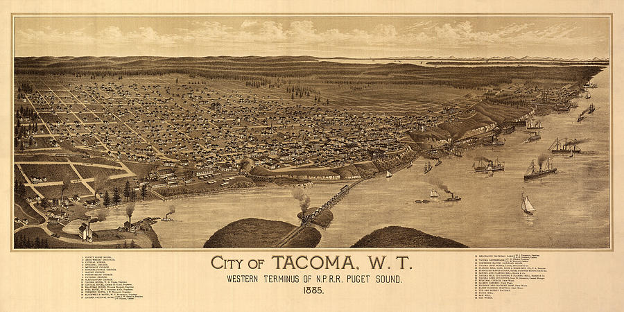 Map Of Tacoma 1885 Photograph by Andrew Fare