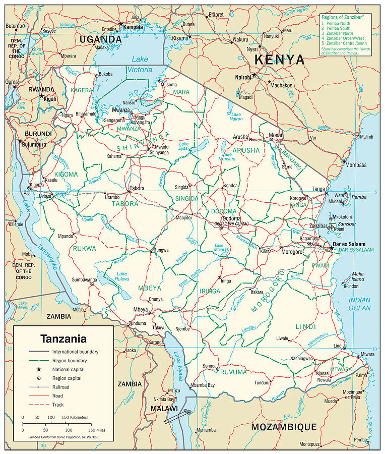 Map of Tanzania Mixed Media by Roy Pedersen