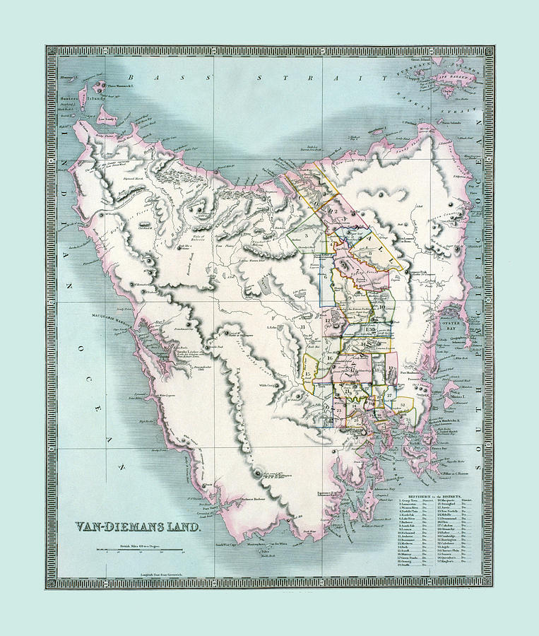 Map Of Tasmania 1835 Photograph by Andrew Fare
