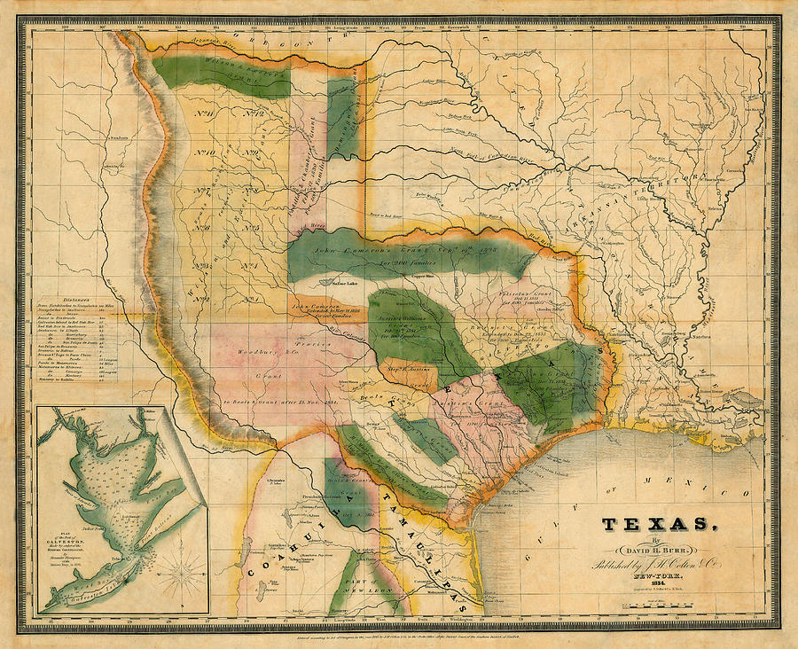 Map Of Texas 1834 Photograph by Andrew Fare