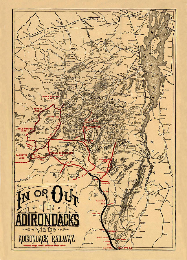 Map Of The Adirondacks 1890 Photograph by Andrew Fare
