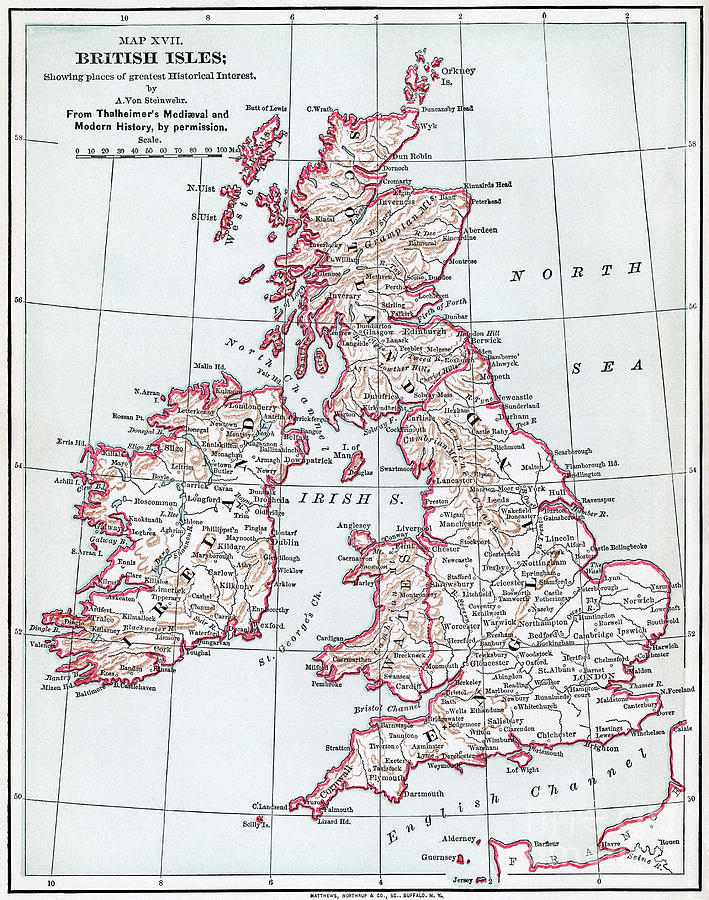 Map Of The British Isles.  Drawing by Granger