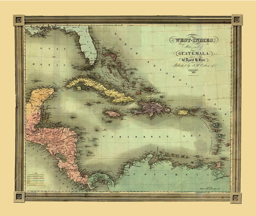 Map Of The Caribbean 1839 Photograph by Andrew Fare