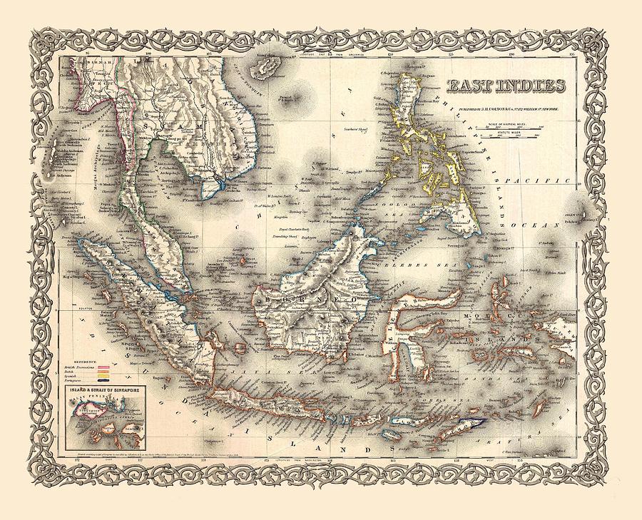 Map Of The East Indies 1855 Photograph by Andrew Fare
