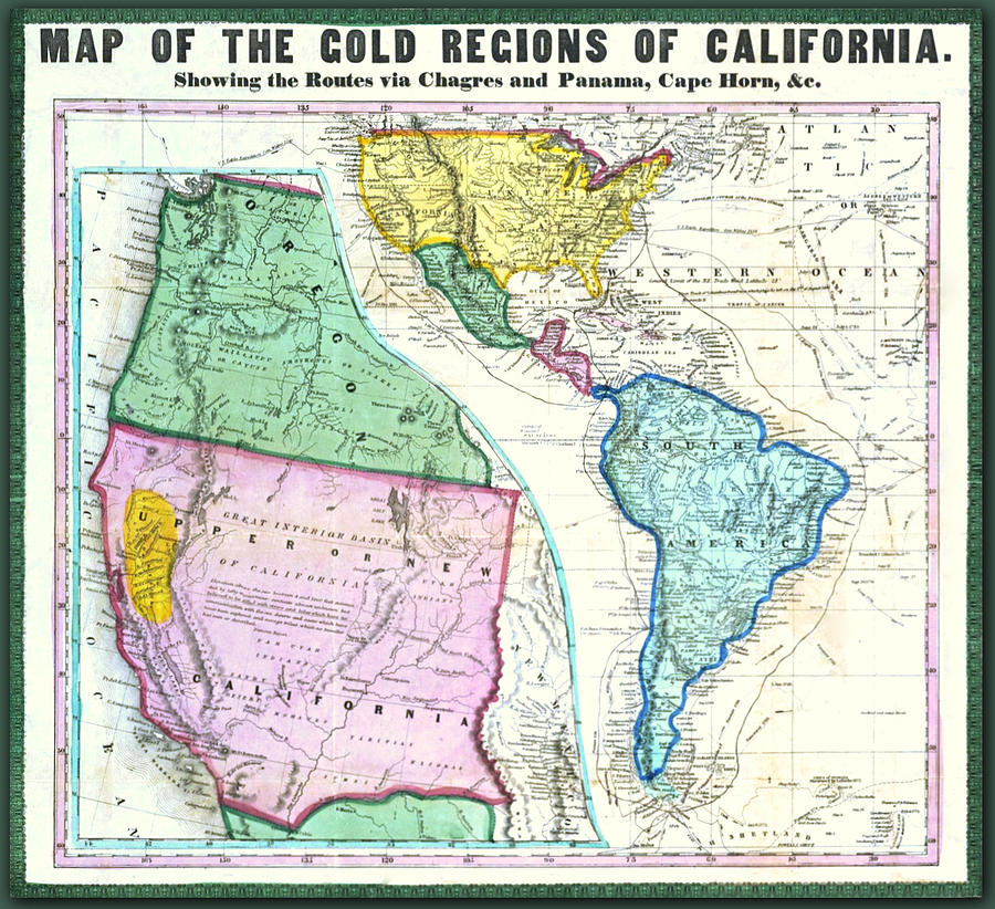 Map of the Gold Regions of California Digital Art by Lisa Redfern