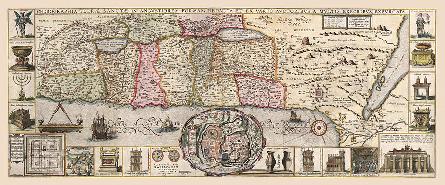 Map Of The Holy Land 1642 Photograph by Andrew Fare