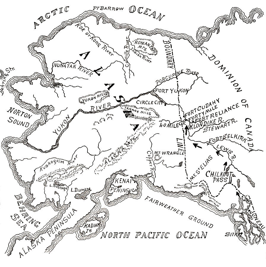 Map Drawing - Map of the Klondike Gold Diggings and vicinity, Alaska by American School