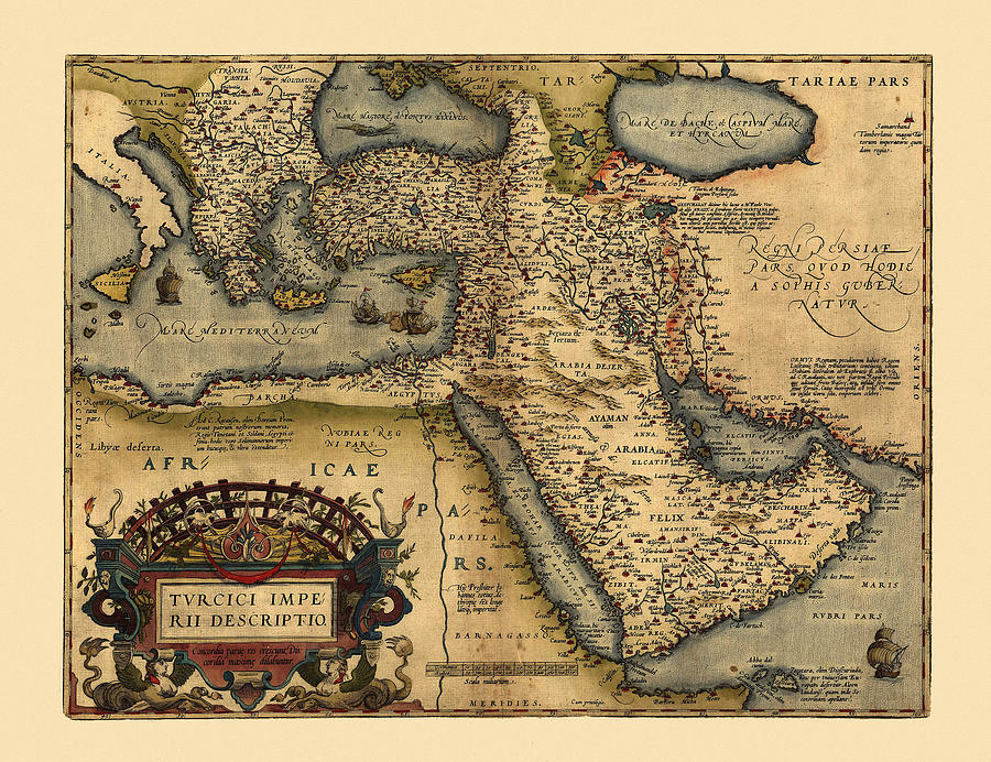Map Of The Middle East 1600 Photograph by Andrew Fare