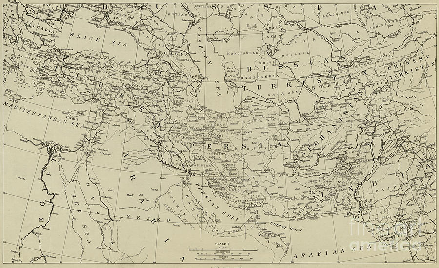 Map of the Middle East circa 1918 Drawing by American School