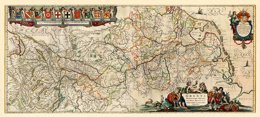 Map Of The Rhine River 1640 Photograph by Andrew Fare