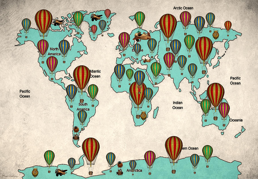 Typography Digital Art - Map Of The World 7 by Mark Ashkenazi