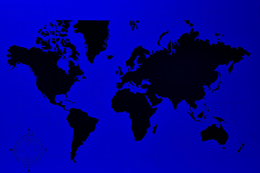 Map Of The World Blue Photograph by Rob Hans