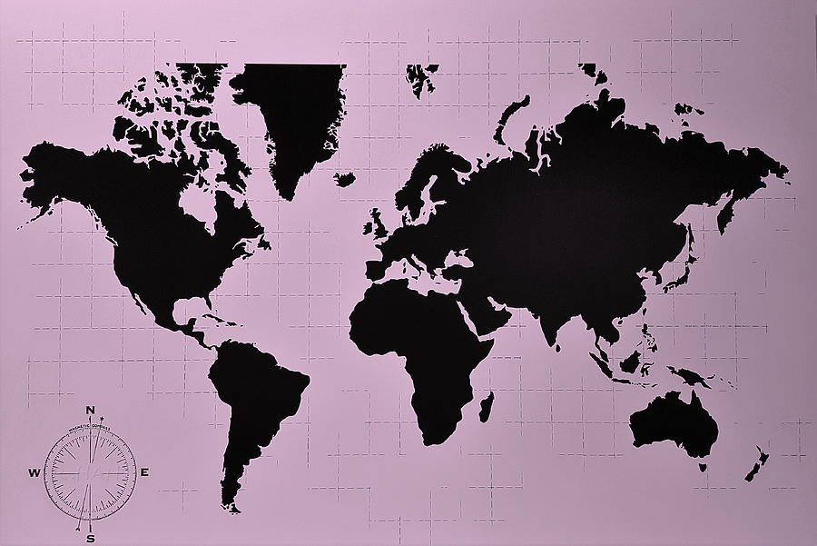 Map Of The World Pink Photograph by Rob Hans