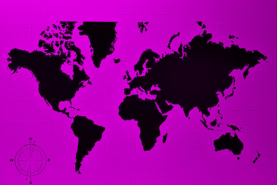Map Of The World Purple Photograph by Rob Hans