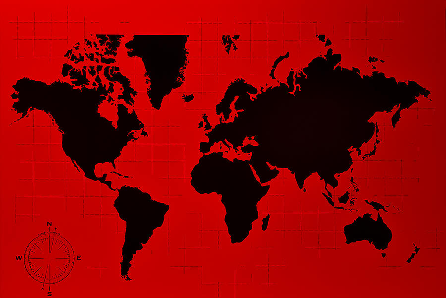 Map Of The World Red Photograph by Rob Hans