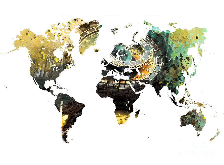 Map of the world time  Digital Art by Justyna Jaszke JBJart