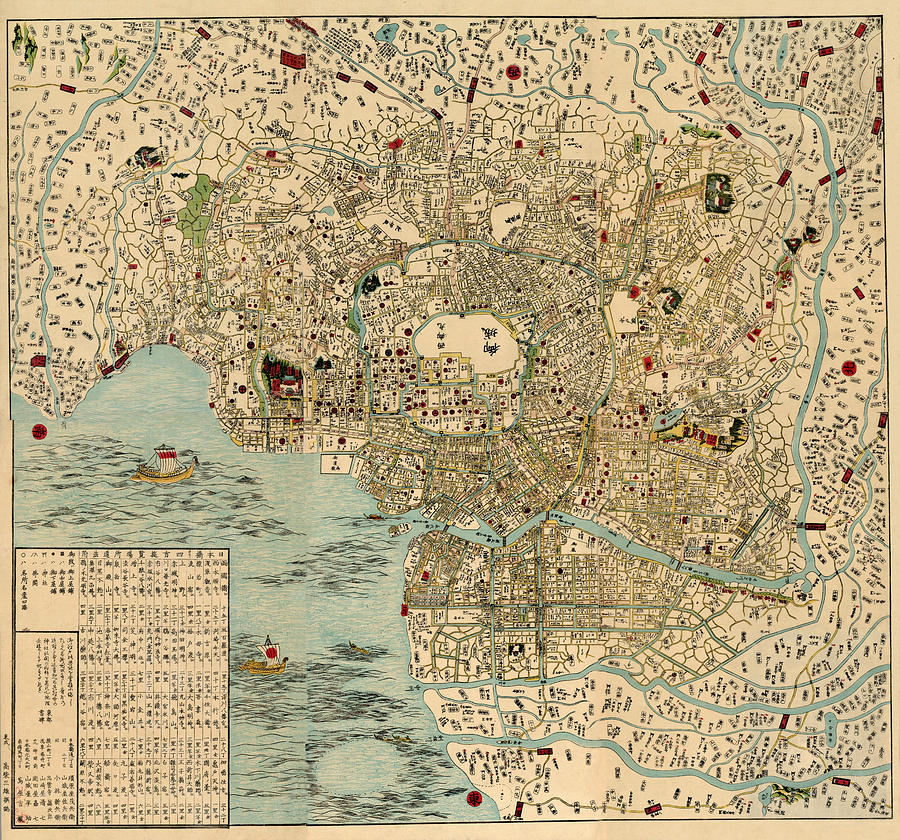 Map Of Tokyo 1854 Photograph by Andrew Fare