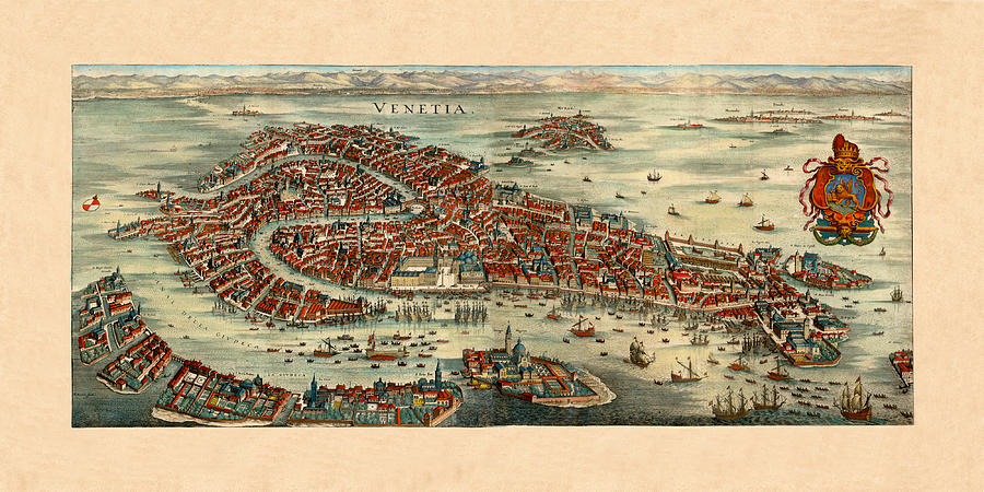 Map Of Venice 1636 Photograph by Andrew Fare